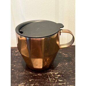 Starbucks 2014 Geometric Copper Bronze Stainless Steel Mug With Black Lid 14 Oz
